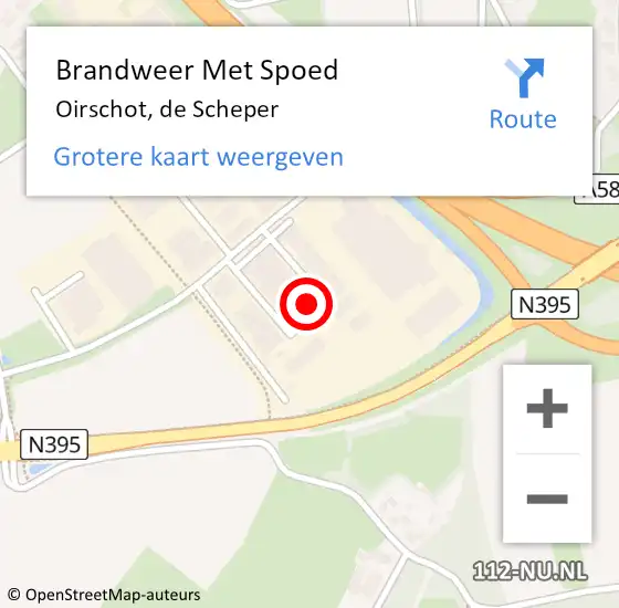 Locatie op kaart van de 112 melding: Brandweer Met Spoed Naar Oirschot, de Scheper op 30 januari 2024 07:33