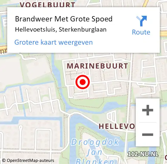 Locatie op kaart van de 112 melding: Brandweer Met Grote Spoed Naar Hellevoetsluis, Sterkenburglaan op 30 januari 2024 08:10