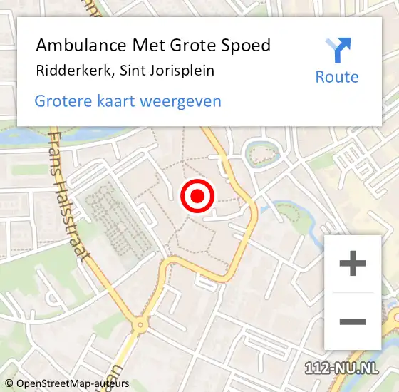 Locatie op kaart van de 112 melding: Ambulance Met Grote Spoed Naar Ridderkerk, Sint Jorisplein op 30 januari 2024 08:10