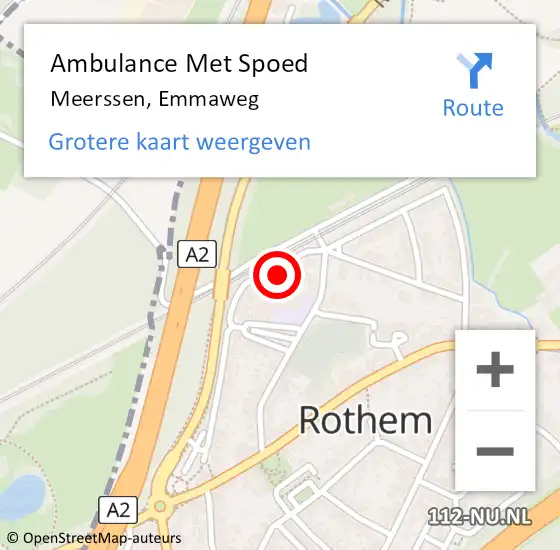 Locatie op kaart van de 112 melding: Ambulance Met Spoed Naar Meerssen, Emmaweg op 24 september 2014 01:08