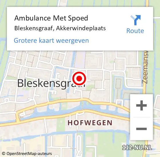 Locatie op kaart van de 112 melding: Ambulance Met Spoed Naar Bleskensgraaf, Akkerwindeplaats op 30 januari 2024 08:13