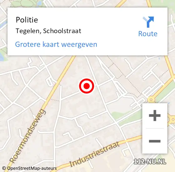 Locatie op kaart van de 112 melding: Politie Tegelen, Schoolstraat op 30 januari 2024 08:23