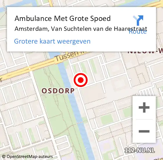 Locatie op kaart van de 112 melding: Ambulance Met Grote Spoed Naar Amsterdam, Van Suchtelen van de Haarestraat op 30 januari 2024 08:27