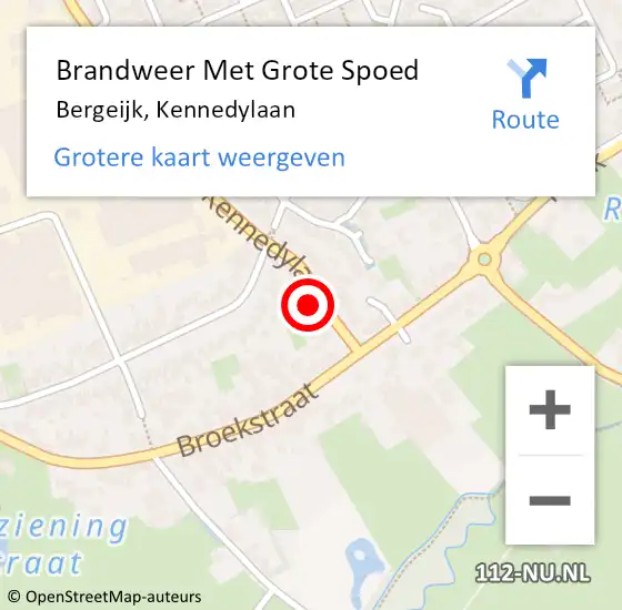 Locatie op kaart van de 112 melding: Brandweer Met Grote Spoed Naar Bergeijk, Kennedylaan op 30 januari 2024 08:33