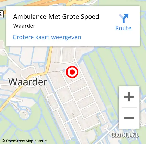 Locatie op kaart van de 112 melding: Ambulance Met Grote Spoed Naar Waarder op 30 januari 2024 08:33