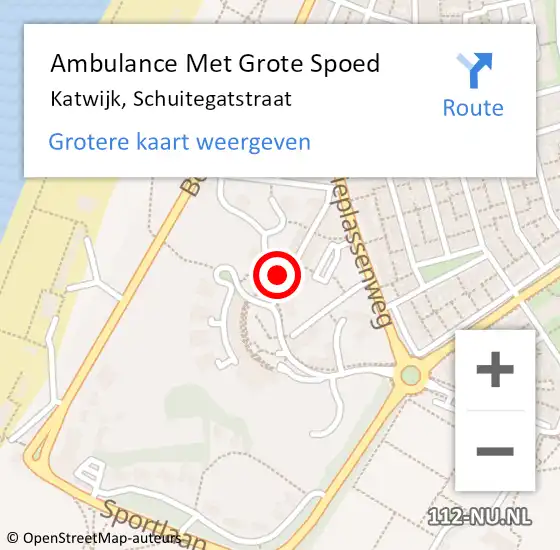 Locatie op kaart van de 112 melding: Ambulance Met Grote Spoed Naar Katwijk, Schuitegatstraat op 30 januari 2024 08:34