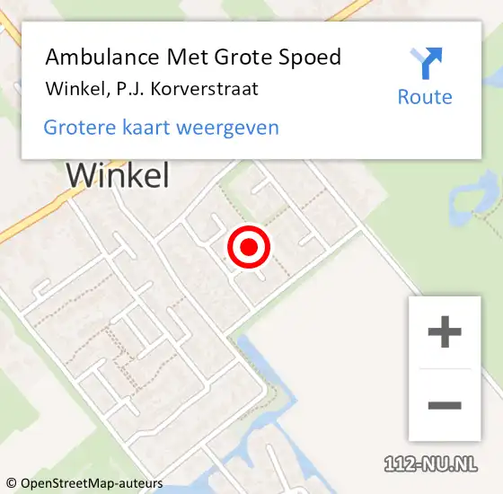 Locatie op kaart van de 112 melding: Ambulance Met Grote Spoed Naar Winkel, P.J. Korverstraat op 30 januari 2024 08:42