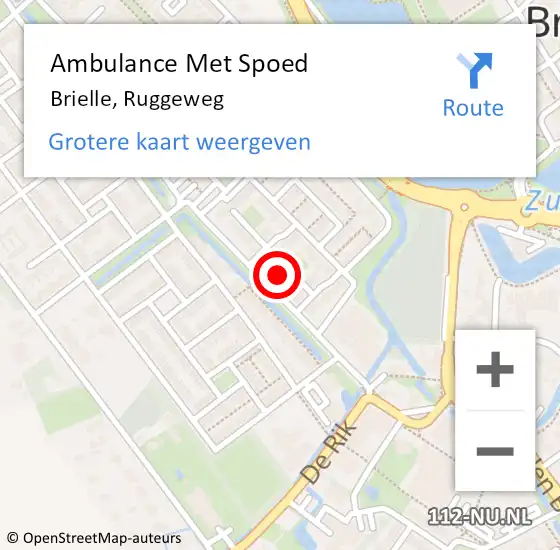 Locatie op kaart van de 112 melding: Ambulance Met Spoed Naar Brielle, Ruggeweg op 30 januari 2024 09:14