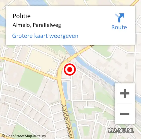 Locatie op kaart van de 112 melding: Politie Almelo, Parallelweg op 30 januari 2024 09:37