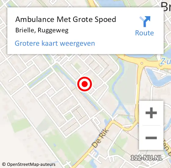 Locatie op kaart van de 112 melding: Ambulance Met Grote Spoed Naar Brielle, Ruggeweg op 30 januari 2024 09:53