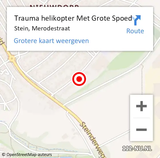Locatie op kaart van de 112 melding: Trauma helikopter Met Grote Spoed Naar Stein, Merodestraat op 30 januari 2024 09:56