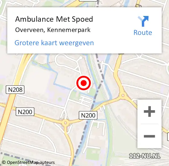 Locatie op kaart van de 112 melding: Ambulance Met Spoed Naar Overveen, Kennemerpark op 30 januari 2024 10:06
