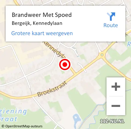 Locatie op kaart van de 112 melding: Brandweer Met Spoed Naar Bergeijk, Kennedylaan op 30 januari 2024 10:09