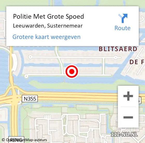 Locatie op kaart van de 112 melding: Politie Met Grote Spoed Naar Leeuwarden, Susternemear op 30 januari 2024 10:12