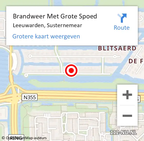 Locatie op kaart van de 112 melding: Brandweer Met Grote Spoed Naar Leeuwarden, Susternemear op 30 januari 2024 10:12