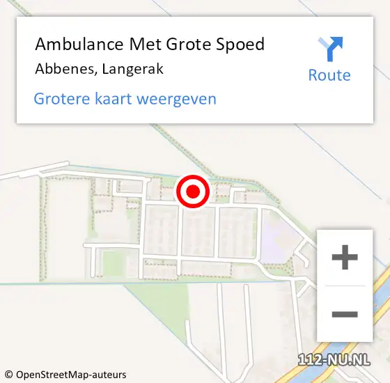 Locatie op kaart van de 112 melding: Ambulance Met Grote Spoed Naar Abbenes, Langerak op 30 januari 2024 10:13