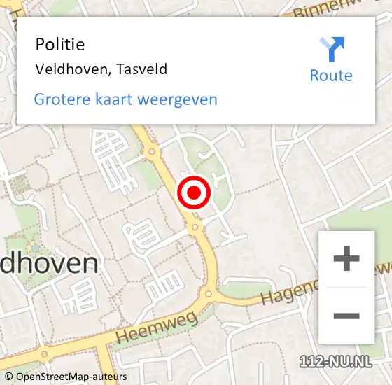 Locatie op kaart van de 112 melding: Politie Veldhoven, Tasveld op 30 januari 2024 10:13