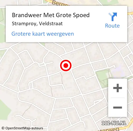Locatie op kaart van de 112 melding: Brandweer Met Grote Spoed Naar Stramproy, Veldstraat op 30 januari 2024 10:23