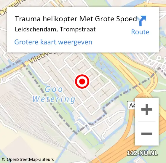 Locatie op kaart van de 112 melding: Trauma helikopter Met Grote Spoed Naar Leidschendam, Trompstraat op 30 januari 2024 10:43