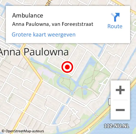 Locatie op kaart van de 112 melding: Ambulance Anna Paulowna, van Foreeststraat op 30 januari 2024 11:09