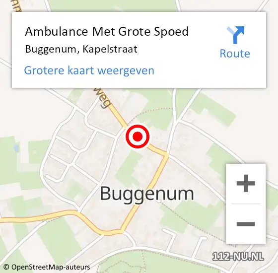 Locatie op kaart van de 112 melding: Ambulance Met Grote Spoed Naar Buggenum, Kapelstraat op 30 januari 2024 11:32