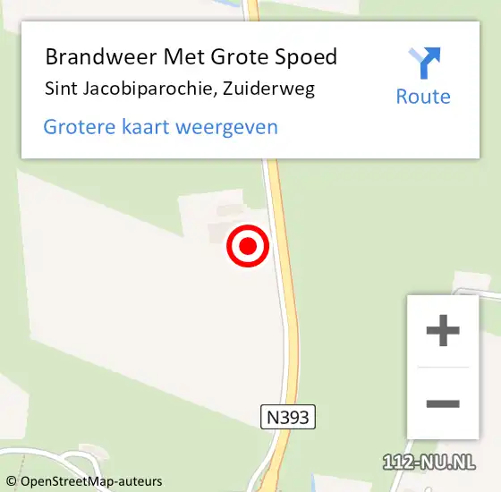 Locatie op kaart van de 112 melding: Brandweer Met Grote Spoed Naar Sint Jacobiparochie, Zuiderweg op 30 januari 2024 11:33