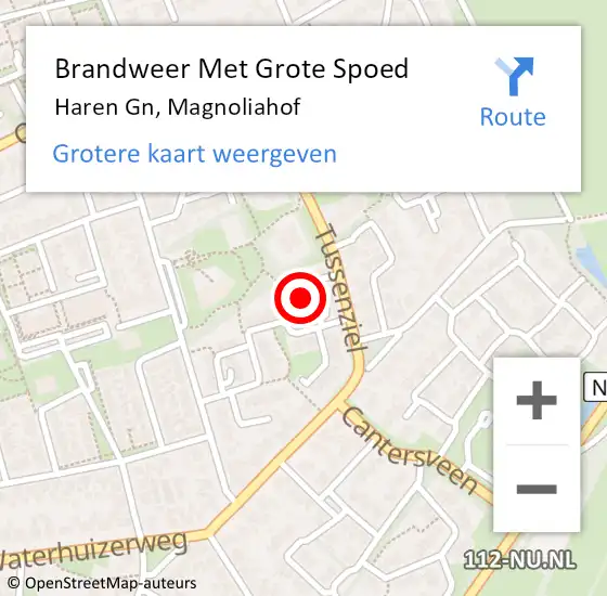 Locatie op kaart van de 112 melding: Brandweer Met Grote Spoed Naar Haren Gn, Magnoliahof op 30 januari 2024 11:37