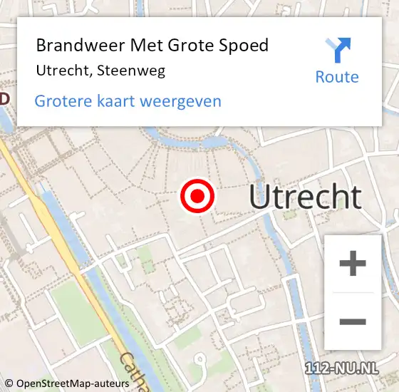 Locatie op kaart van de 112 melding: Brandweer Met Grote Spoed Naar Utrecht, Steenweg op 30 januari 2024 11:39