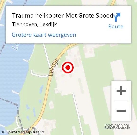 Locatie op kaart van de 112 melding: Trauma helikopter Met Grote Spoed Naar Tienhoven, Lekdijk op 30 januari 2024 11:56