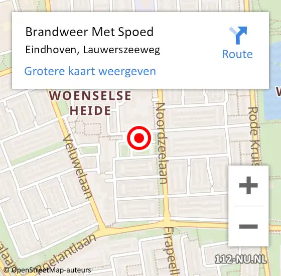 Locatie op kaart van de 112 melding: Brandweer Met Spoed Naar Eindhoven, Lauwerszeeweg op 30 januari 2024 11:57