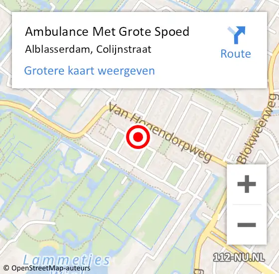 Locatie op kaart van de 112 melding: Ambulance Met Grote Spoed Naar Alblasserdam, Colijnstraat op 30 januari 2024 11:58