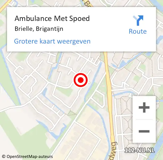 Locatie op kaart van de 112 melding: Ambulance Met Spoed Naar Brielle, Brigantijn op 30 januari 2024 12:14