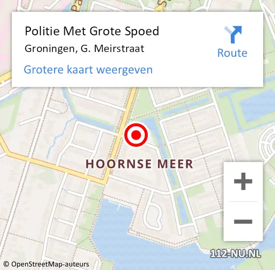 Locatie op kaart van de 112 melding: Politie Met Grote Spoed Naar Groningen, G. Meirstraat op 30 januari 2024 12:40