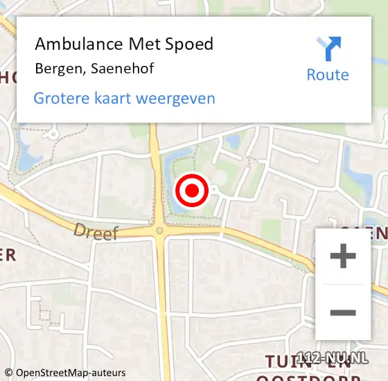 Locatie op kaart van de 112 melding: Ambulance Met Spoed Naar Bergen, Saenehof op 30 januari 2024 12:49