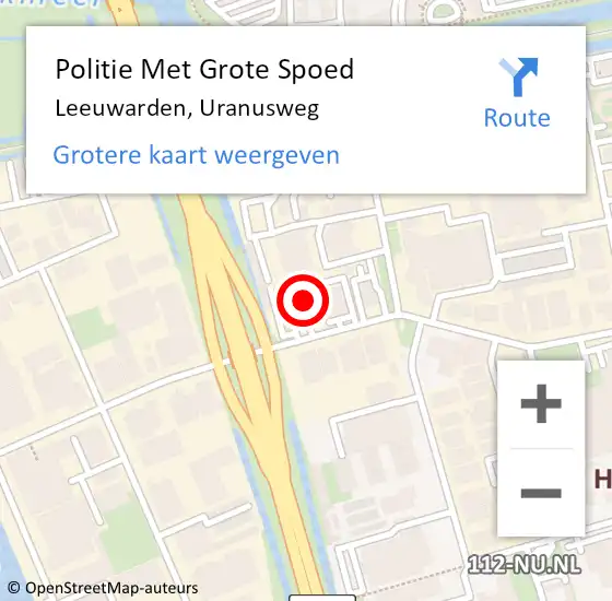 Locatie op kaart van de 112 melding: Politie Met Grote Spoed Naar Leeuwarden, Uranusweg op 30 januari 2024 12:54