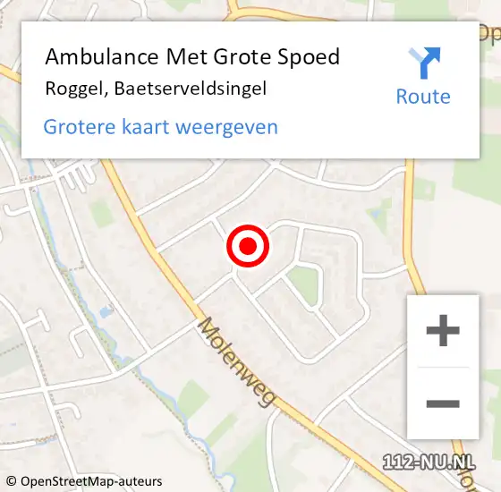 Locatie op kaart van de 112 melding: Ambulance Met Grote Spoed Naar Roggel, Baetserveldsingel op 24 september 2014 03:01