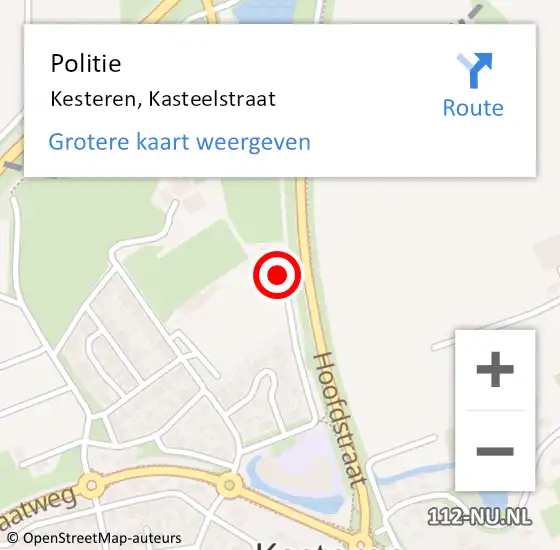 Locatie op kaart van de 112 melding: Politie Kesteren, Kasteelstraat op 30 januari 2024 12:59