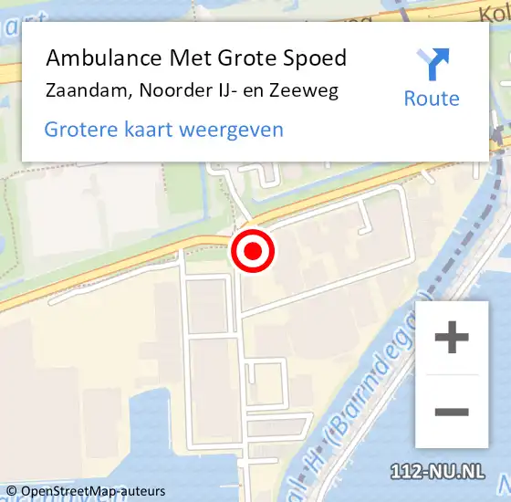 Locatie op kaart van de 112 melding: Ambulance Met Grote Spoed Naar Zaandam, Noorder IJ- en Zeeweg op 30 januari 2024 13:00