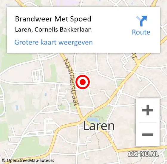 Locatie op kaart van de 112 melding: Brandweer Met Spoed Naar Laren, Cornelis Bakkerlaan op 30 januari 2024 13:02