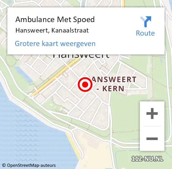 Locatie op kaart van de 112 melding: Ambulance Met Spoed Naar Hansweert, Kanaalstraat op 24 september 2014 03:11