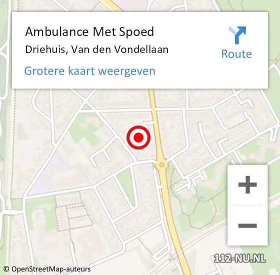 Locatie op kaart van de 112 melding: Ambulance Met Spoed Naar Driehuis, Van den Vondellaan op 30 januari 2024 13:10