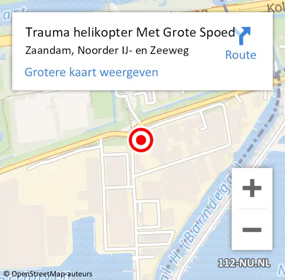 Locatie op kaart van de 112 melding: Trauma helikopter Met Grote Spoed Naar Zaandam, Noorder IJ- en Zeeweg op 30 januari 2024 13:11