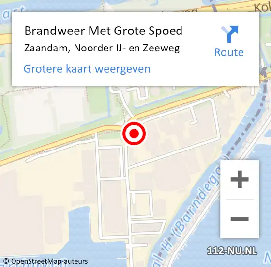 Locatie op kaart van de 112 melding: Brandweer Met Grote Spoed Naar Zaandam, Noorder IJ- en Zeeweg op 30 januari 2024 13:12