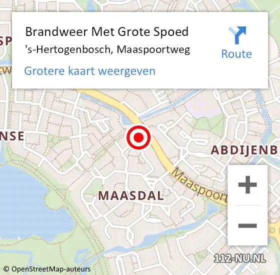 Locatie op kaart van de 112 melding: Brandweer Met Grote Spoed Naar 's-Hertogenbosch, Maaspoortweg op 30 januari 2024 13:14