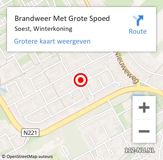Locatie op kaart van de 112 melding: Brandweer Met Grote Spoed Naar Soest, Winterkoning op 30 januari 2024 13:15