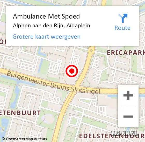 Locatie op kaart van de 112 melding: Ambulance Met Spoed Naar Alphen aan den Rijn, Aïdaplein op 30 januari 2024 13:17