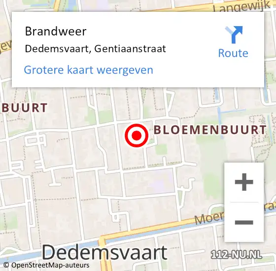 Locatie op kaart van de 112 melding: Brandweer Dedemsvaart, Gentiaanstraat op 30 januari 2024 13:21