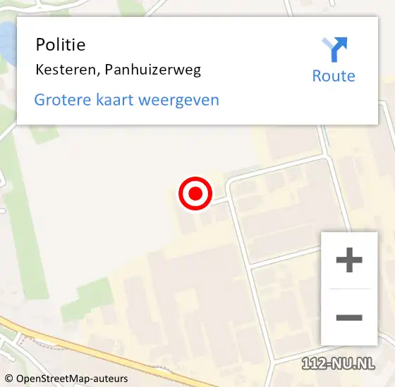 Locatie op kaart van de 112 melding: Politie Kesteren, Panhuizerweg op 30 januari 2024 13:44