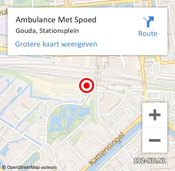Locatie op kaart van de 112 melding: Ambulance Met Spoed Naar Gouda, Stationsplein op 30 januari 2024 13:58