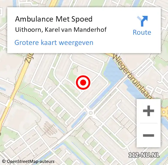 Locatie op kaart van de 112 melding: Ambulance Met Spoed Naar Uithoorn, Karel van Manderhof op 30 januari 2024 14:04